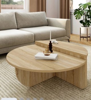 Mesa centro diseño Japandi madera nueva