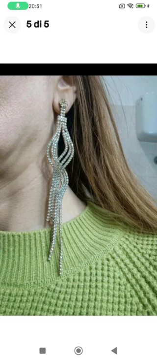 P135 Orecchini lunghi pendenti brillantinati glamo