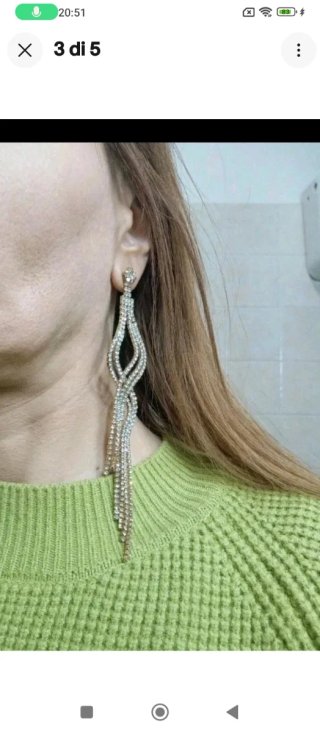 P135 Orecchini lunghi pendenti brillantinati glamo