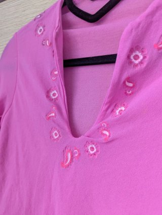 Phard vintage fucsia scollo V ricami