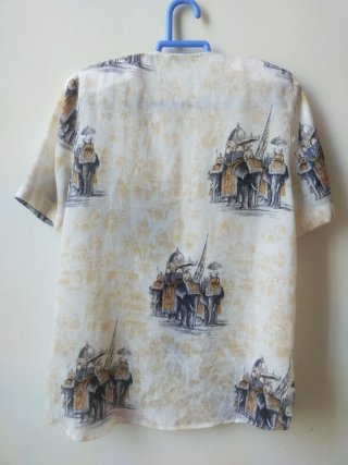 Blusa Vintage Simarro Elefantes Jaquard Damasco