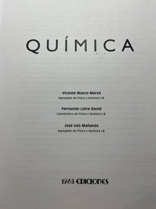 Libro QUÍMICA, Vicente Blasco Marzá, Fernando Latr