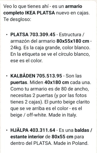 Armario IKEA PLATSA 80cm Blanco/Beige OPORTUNIDAD