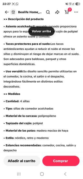 Pack 4 Sillas Comedor