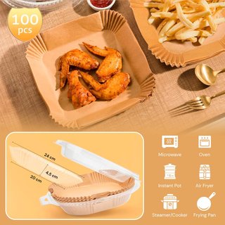 100 Papeles para Freidora Aire 20-24 cm