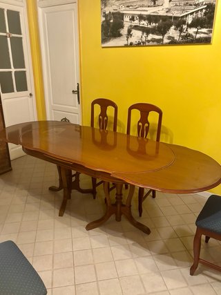 Mesa de comedor ovalada y 6 sillas