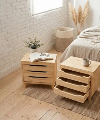 Conjunto Mesitas Noche Nórdicas Madera