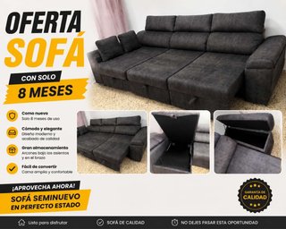 Sofá Cama Gris Seminuevo 8 Meses Uso