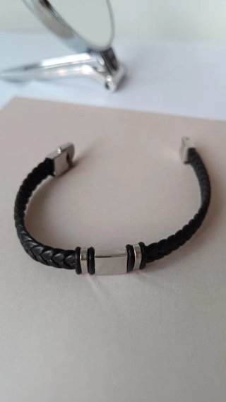 Pulsera Cuero Trenzado Hombre.