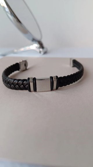 Pulsera Cuero Trenzado Hombre.