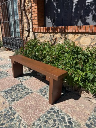 Banco artesano madera marrón chocolate