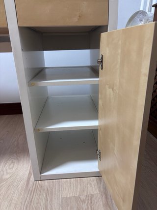 Escritorio MICKE Ikea 150x105 Blanca y Madera