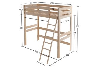Cama alta madera Lufe