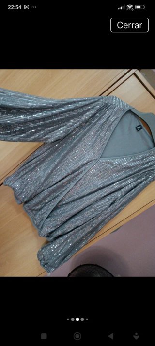 Blusa brillante gris talla XXXXL