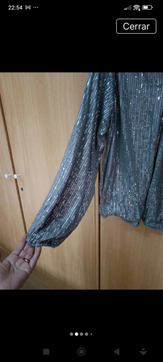 Blusa brillante gris talla XXXXL
