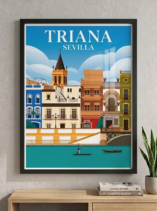 Lámina Triana Sevilla Calle Betis Río Guadalquivir