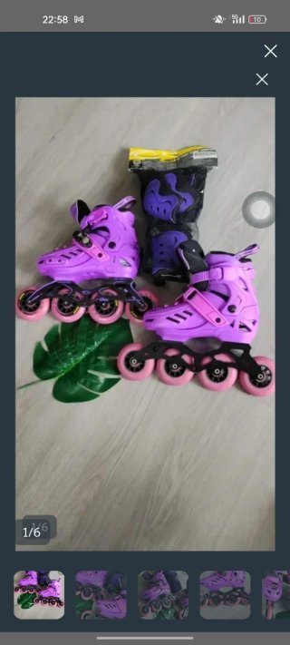 Patines en línea morados con protecciones