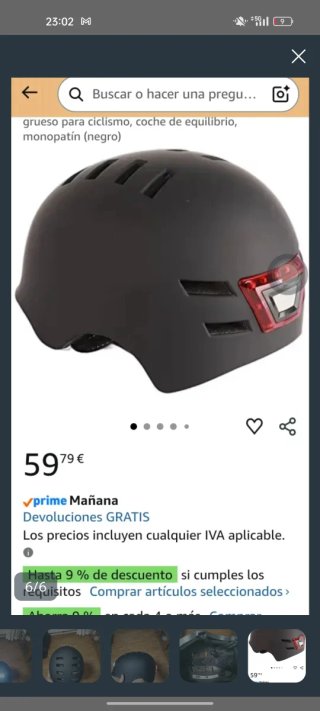 Casco patinete/bicicleta con luces LED