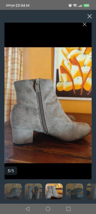 Botines tacón medio beige/gris Talla 40