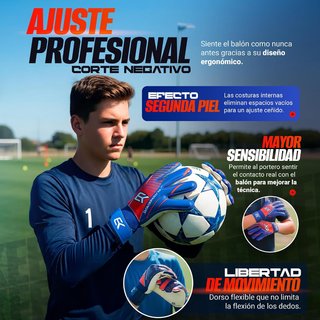 Guantes Portero Fútbol Niño EK Azul/Rojo Talla 5