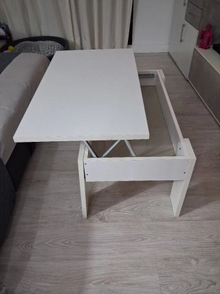 Mesa centro elevable blanca