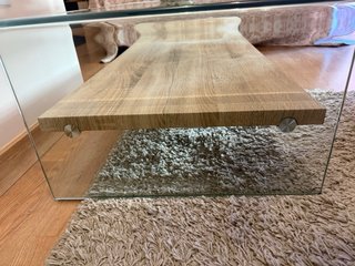 Mesa de centro cristal y madera