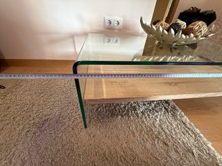 Mesa de centro cristal y madera