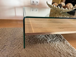 Mesa de centro cristal y madera
