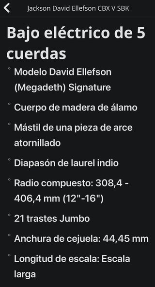 Bajo Jackson David Ellefson CBX V SBK