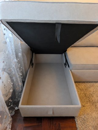 Sofá-Cama com Chaise Longue e Baú