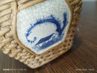 Tibor Japonés Vintage Cerámica Cesta