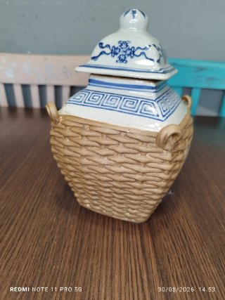 Tibor Japonés Vintage Cerámica Cesta