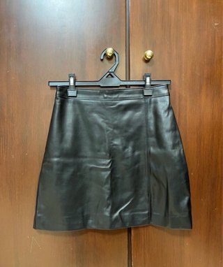 Falda de cuero negra mujer