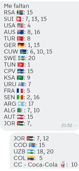 Cambio cromos Mundial 2026