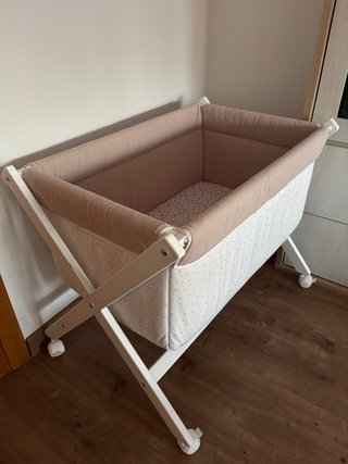 Minicuna madera blanca con ruedas