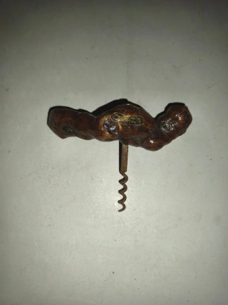 Antiguo Sacacorchos Francés Madera Tallada