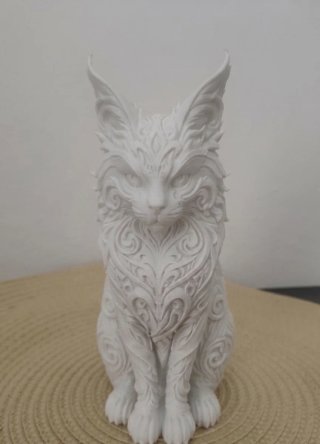 Figura Gato Decorativo Blanco, altura 20 cm .