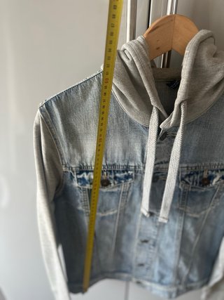 H&M Giacca Denim con Cappuccio Grigio