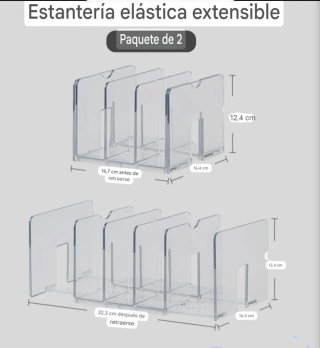 Set 2 Sujetalibros retráctiles transparentes