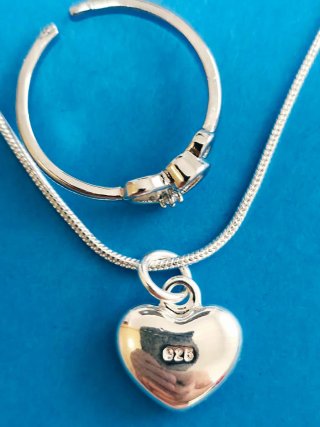Collar y Anillo de Plata 925 / Corazon