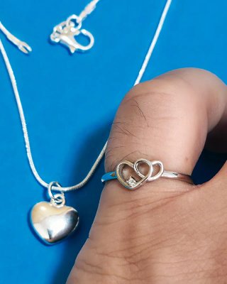 Collar y Anillo de Plata 925 / Corazon