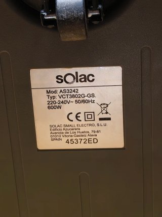 Aspirador Solac AS3242 Sin Bolsa