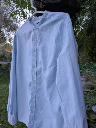 Camisa de manga larga H&M, azul claro, talla S