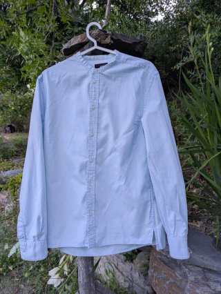 Camisa de manga larga H&M, azul claro, talla S
