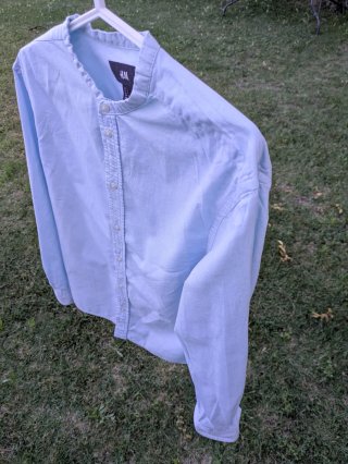 Camisa de manga larga H&M, azul claro, talla S