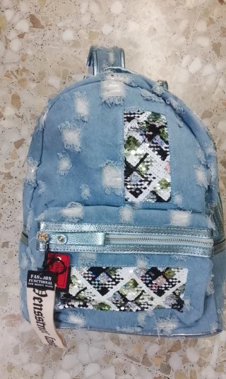 Mochila Denim Rota con Lentejuelas