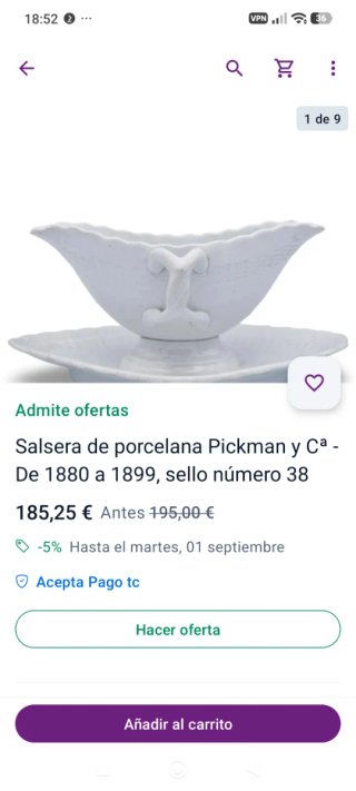 Salsera Pickman Cartuja 1860