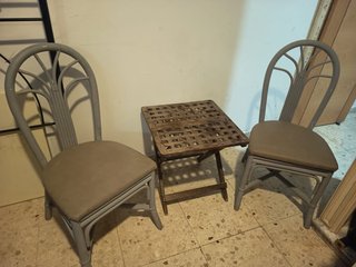 Juego de 2 Sillas y Mesa Ratán