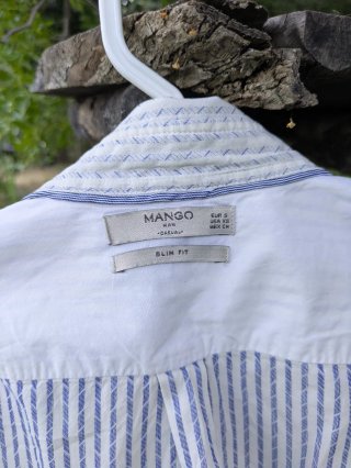 Camisa Mango Slim Fit Azul/Blanco Talla S
