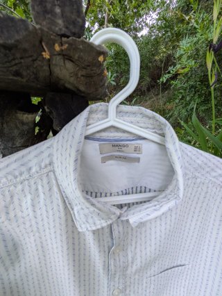 Camisa Mango Slim Fit Azul/Blanco Talla S